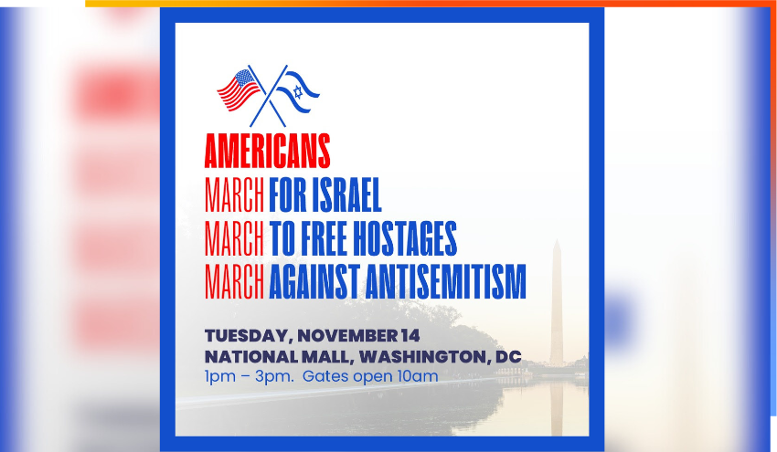 flyer for pro Israel rally in Washington