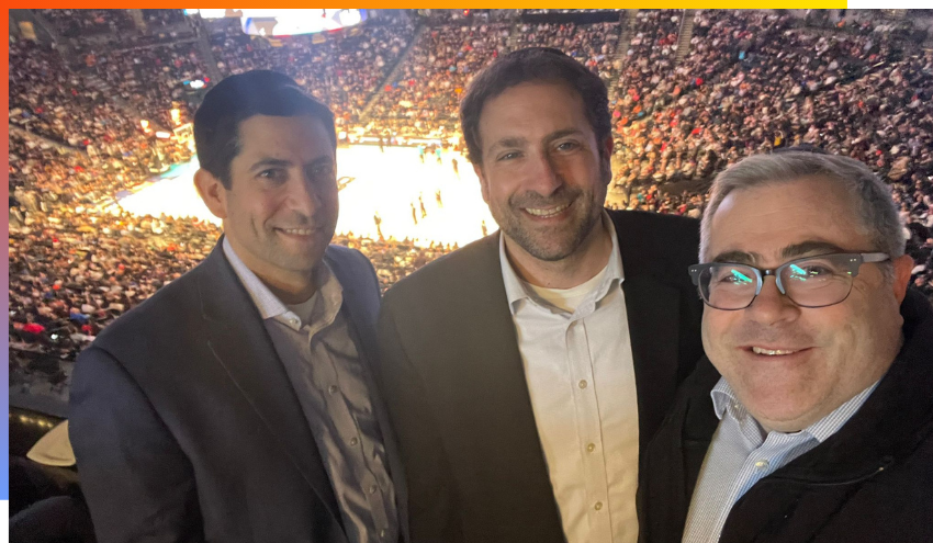 Rabbi Steven Burg & Rabbi Elliot Mathias at a Brooklyn Nets Game