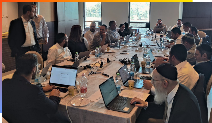 Strategy meetings at the Dan Family Aish World Center in Jerusalem.