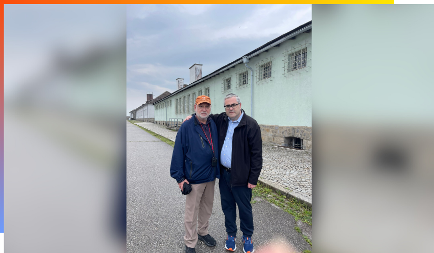 With Allen Fagin who served as the Executive Vice President and CEO of the Orthodox Union at Mauthausen Concentration Camp.