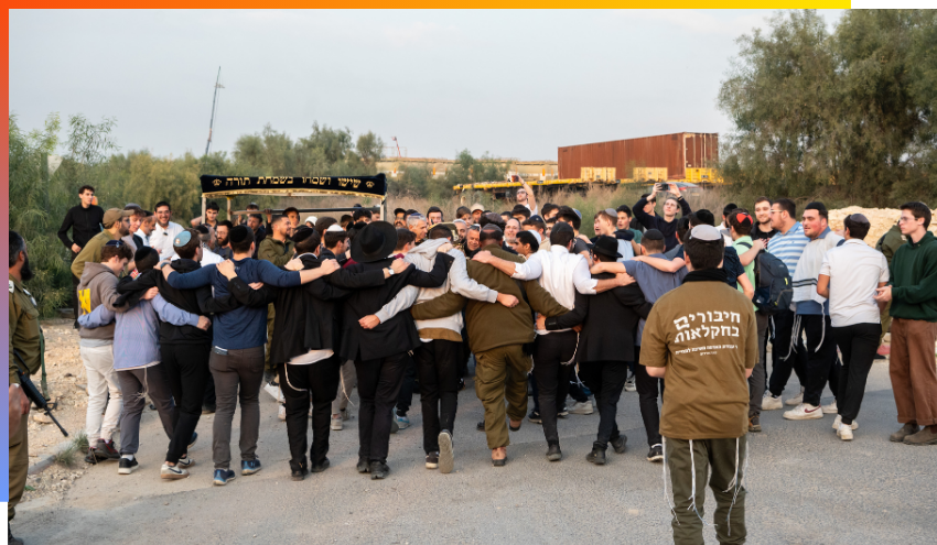 Aish yeshiva members at the nova festival site