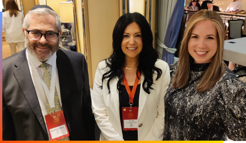 Irit Tratt, together with Rabbi Burg and Jamie Geller prior to the meeting with Mark.