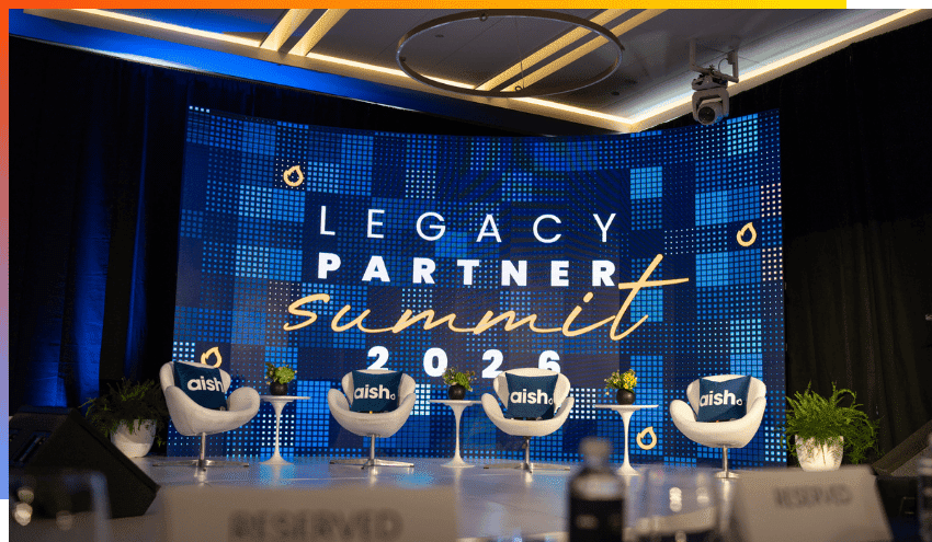 A prepared stage at the recent Aish Legacy Partner Summit in Bal Harbour, Florida.