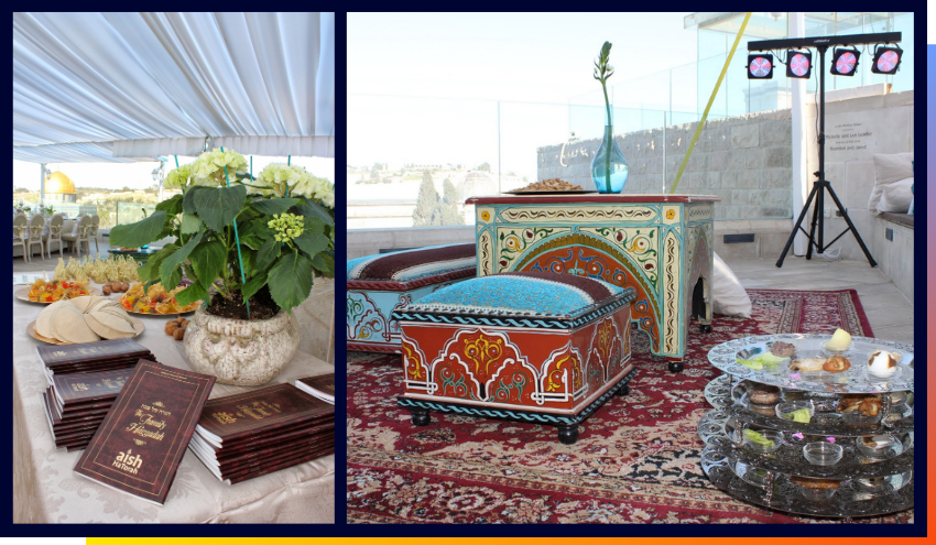 Images from a Pesach Seder at the Dan Family Aish World Center rooftop before the war began.