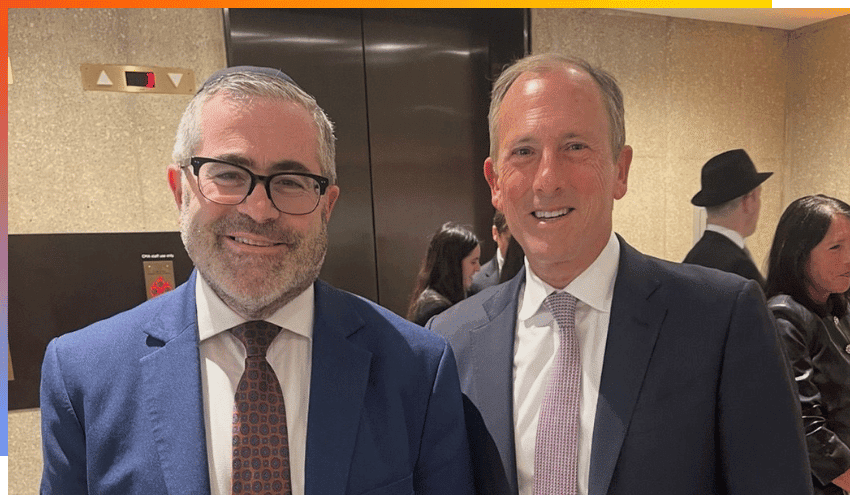Aish CEO Rabbi Steven Burg (left) with J. David Heller in Cleveland, OH.
