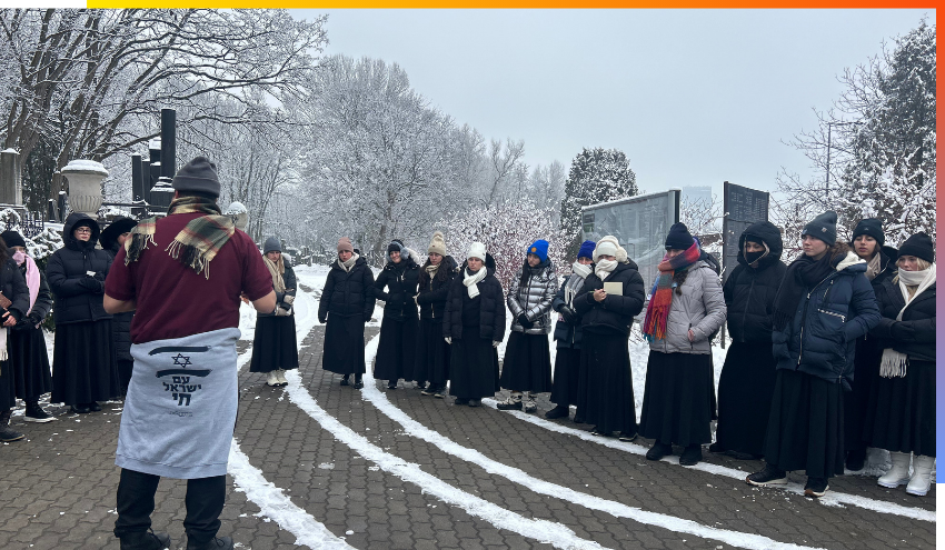 efg@aish students learning about the Holocaust during their recent trip to Poland.