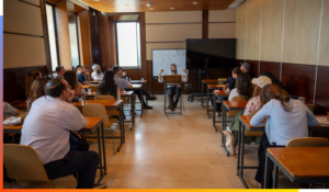 Rabbi Dov Ber Cohen teaches a class at Aish about Shavuos this week.