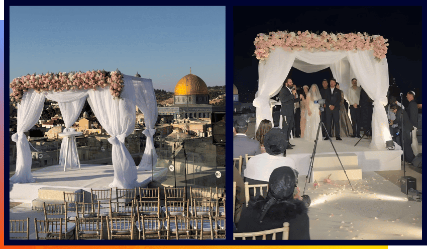 The chuppah at Aish overlooking the Western Wall.