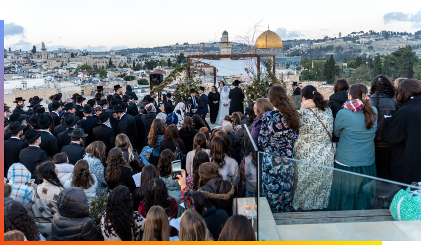 A photo of the wedding on the Aish rooftop.