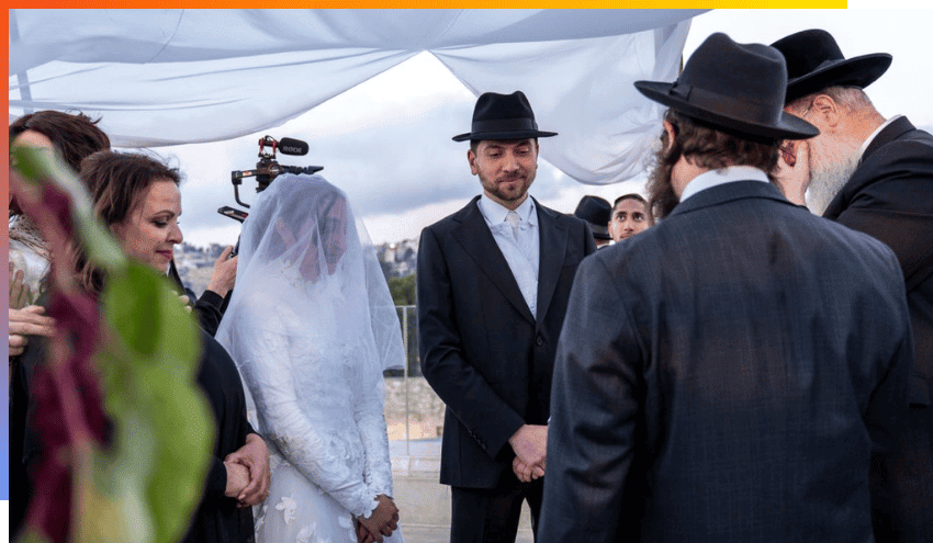 The couple during the ceremony.