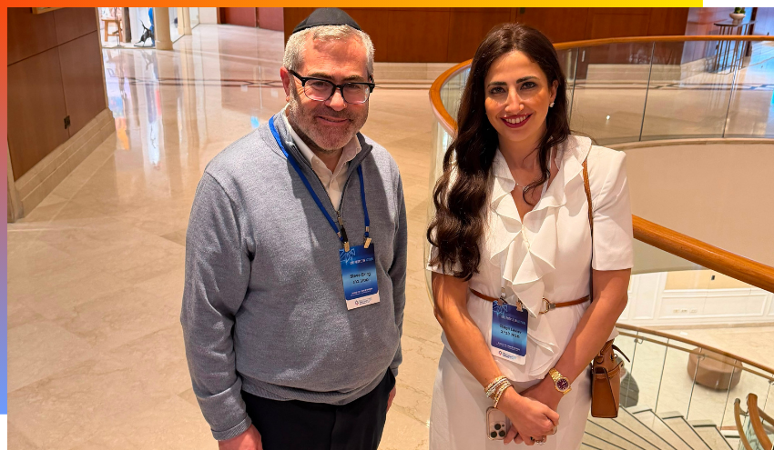 Chagit Leviev with Rabbi Burg.