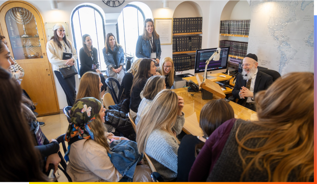 Participants in the Aish Ignite participate in a study session with the Rosh Yeshiva, Rabbi Yitzchak Berkovits