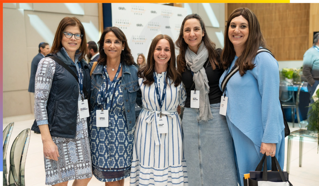 Rebbetzin Rachel Burg (center) with Hattie Danzinger (right from center) and more women leaders at the Aish Pillars Summit in Miami