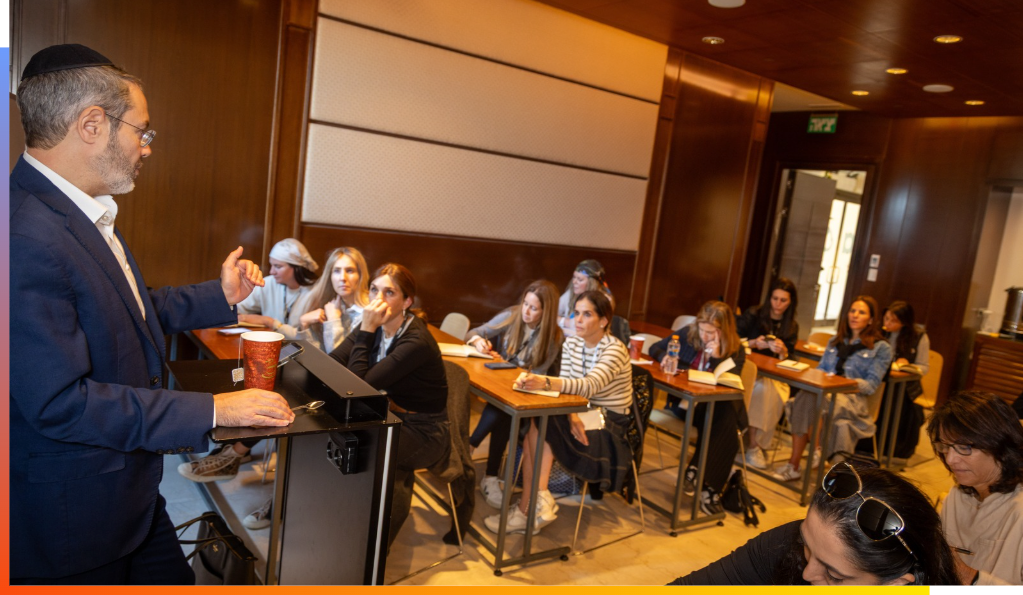 Rabbi Daniel Rowe teaching a class to Aish Ignite participants in Jerusalem