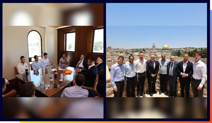 Staff from the Ministry of Diaspora Affairs and Combating Antisemitism, meet with Aish students.