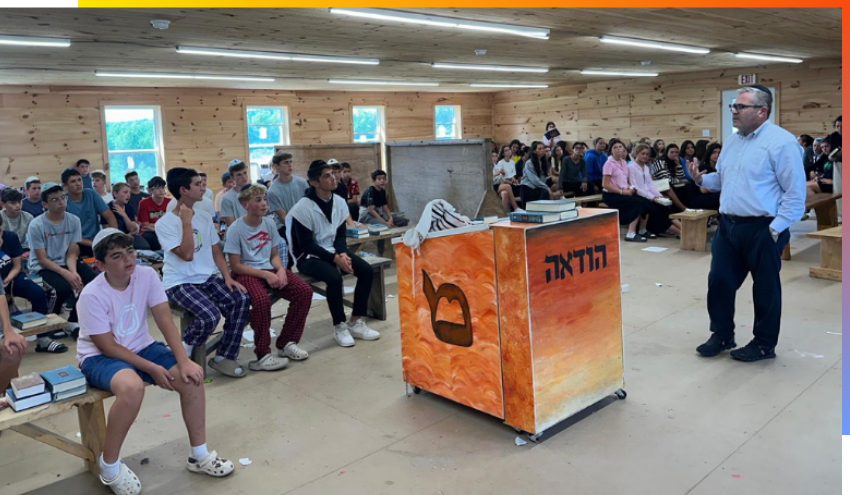 Rabbi Burg speaking at Camp Mesorah