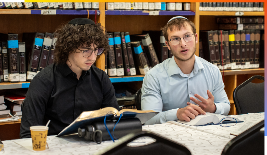 Aish students studying together in the Beit Midrash