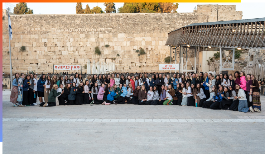 Aish students at the Kotel before Rosh Hashanah