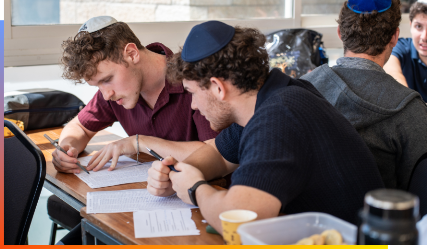 Aish students studying Gemara
