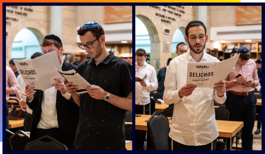 Aish students and staff reciting Selichot