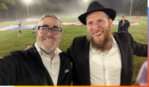Rabbi Burg with Ari Abramowitz at Camp Sternberg